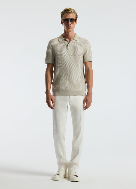Honeycomb Knit Polo Stone