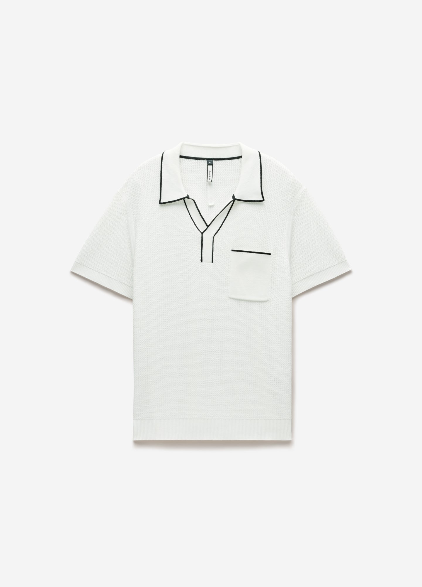 Tipped Edge Open Neck Polo Ivory