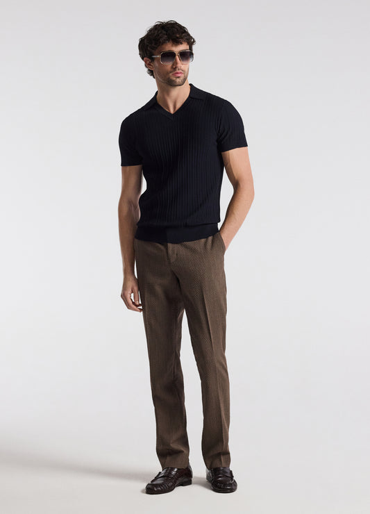 Collared Technical Knit Polo Navy