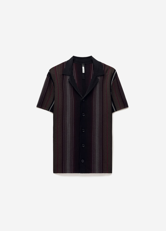 Striped Jacquard Knit Shirt Black