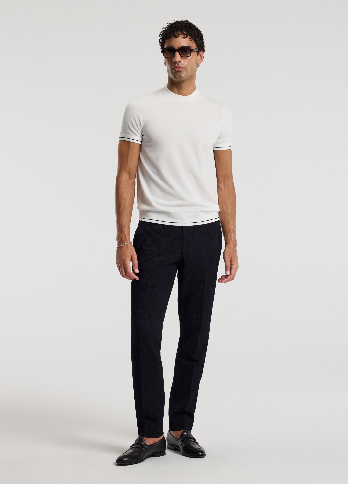 Stripe Cuff Tech T-shirt Ivory