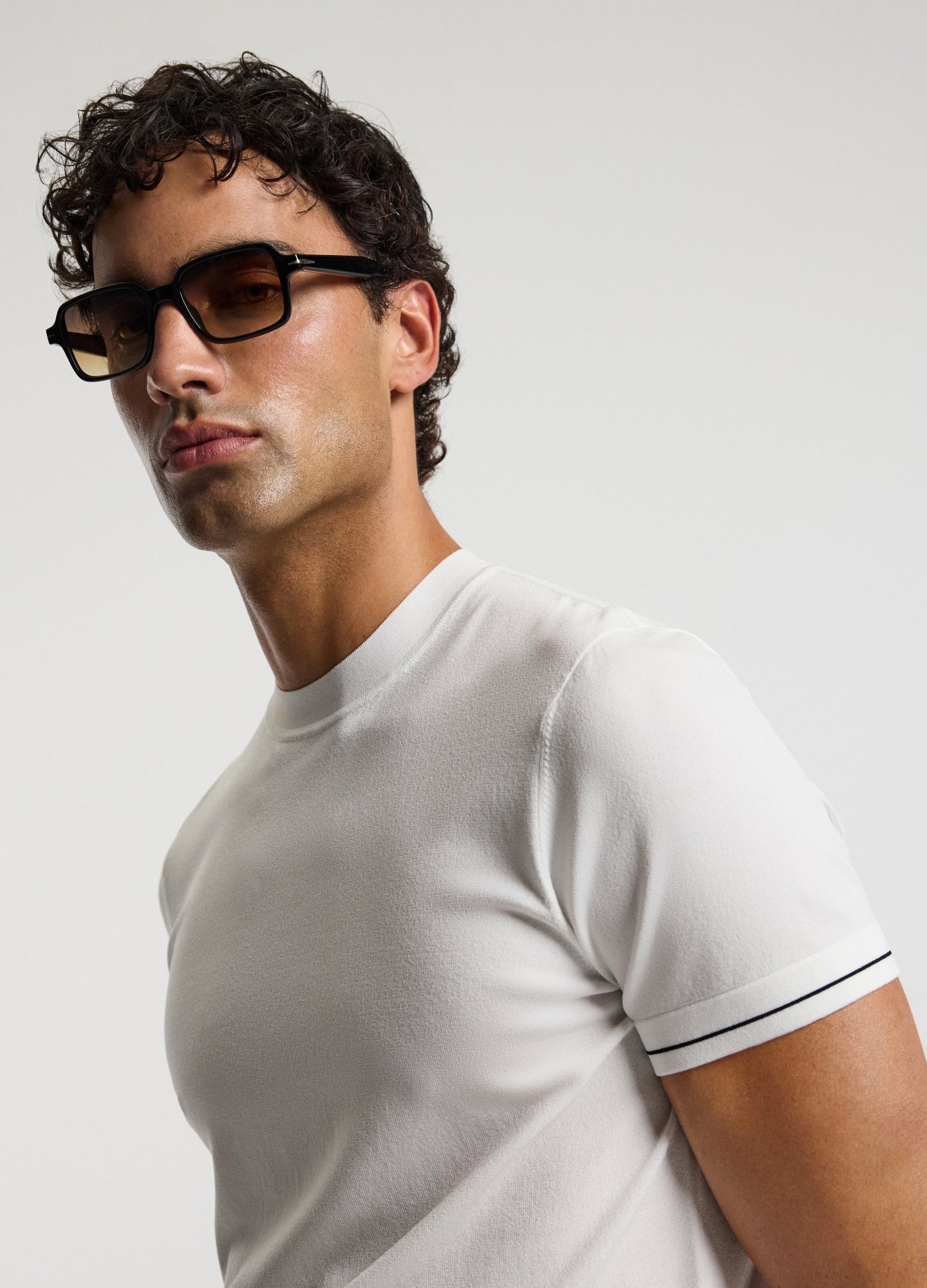 Stripe Cuff Tech T-shirt Ivory