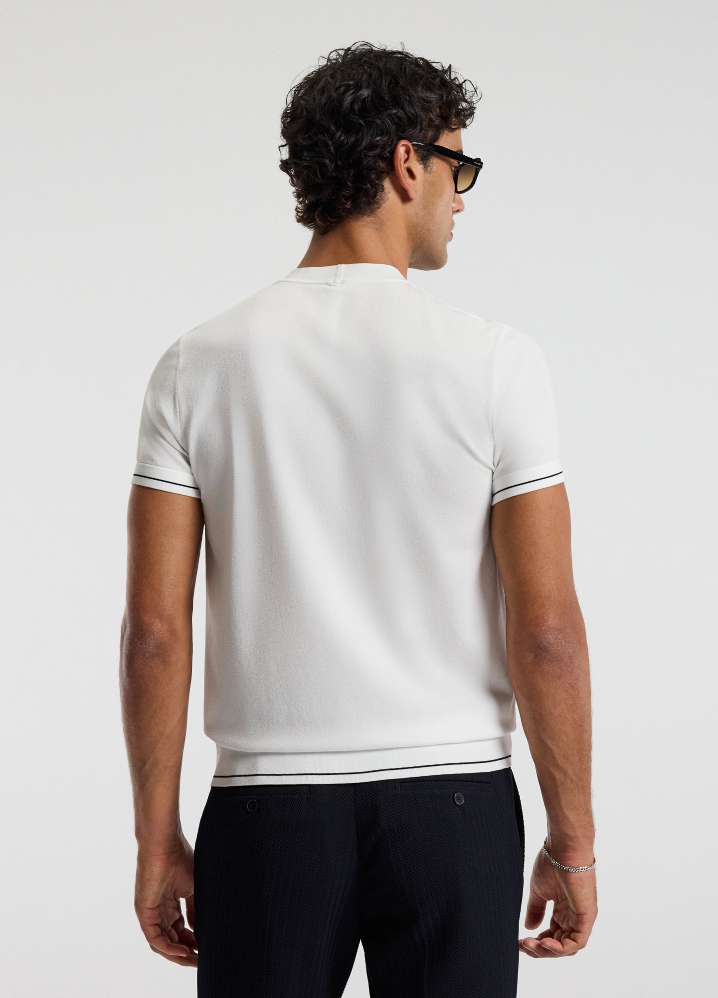 Stripe Cuff Tech T-shirt Ivory