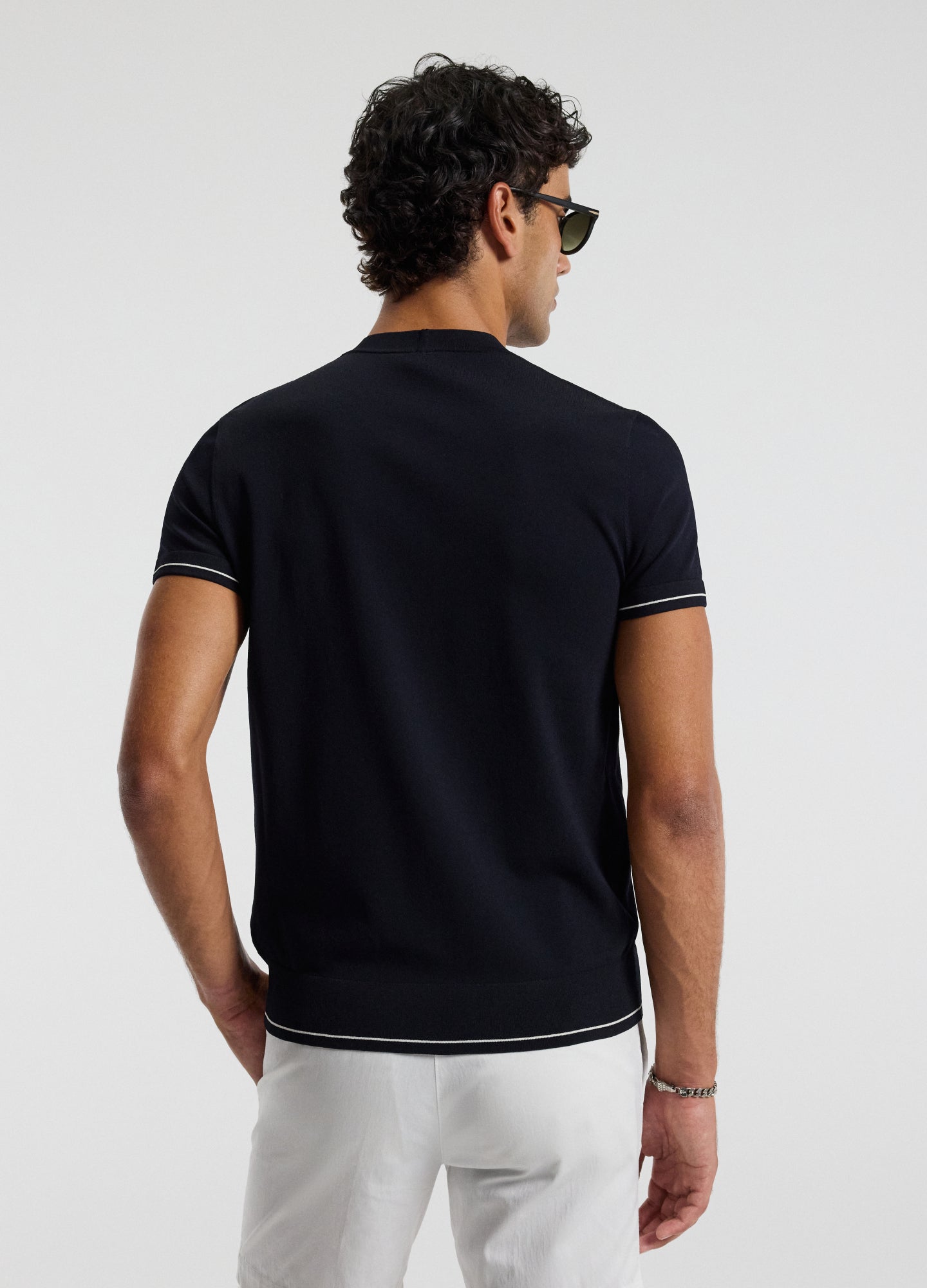 Stripe Cuff Tech T-shirt Navy