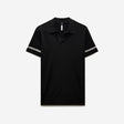 Stripe Cuff Open Neck Polo Black