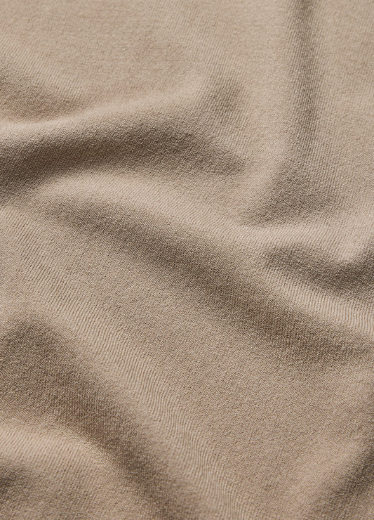 Stripe Cuff Open Neck Polo Sand