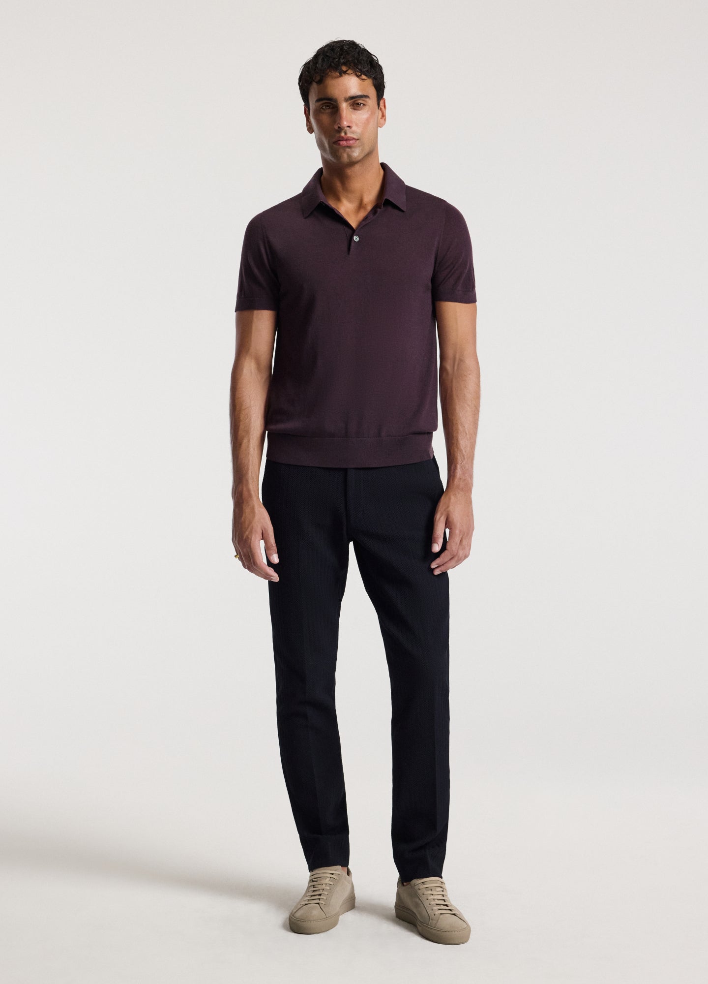 Merino Wool Polo Currant