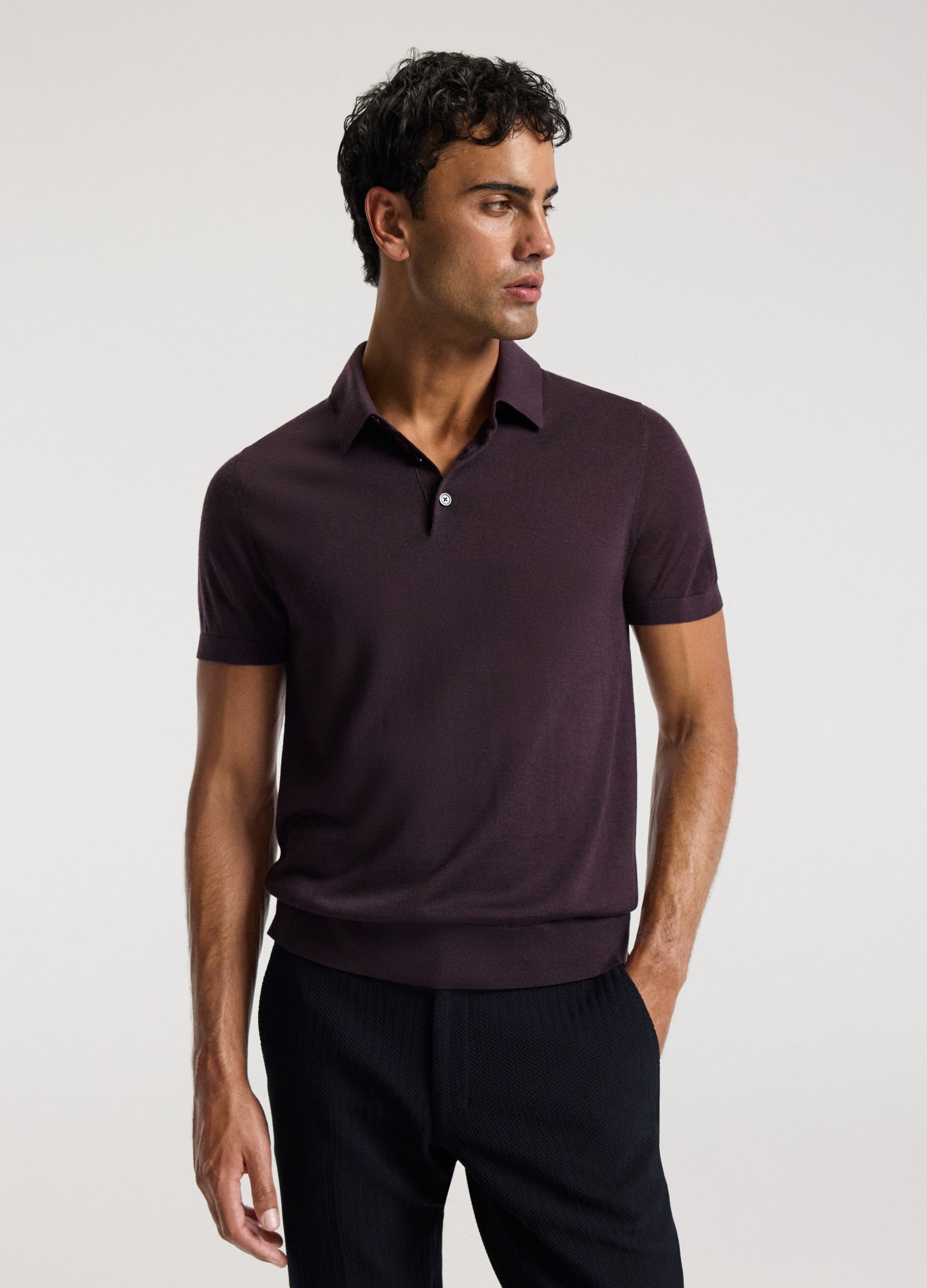 Merino Wool Polo Currant
