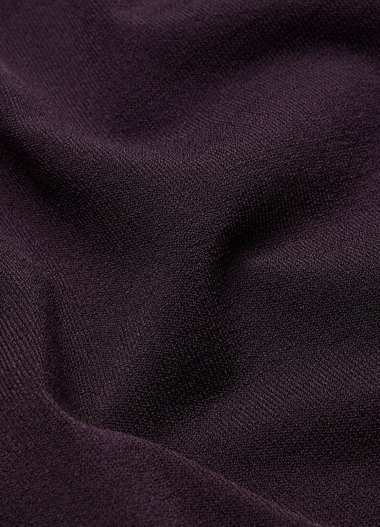 Stripe Open Neck Knit Polo Plum