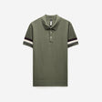 Contrast Cuff Technical Knit Polo Khaki