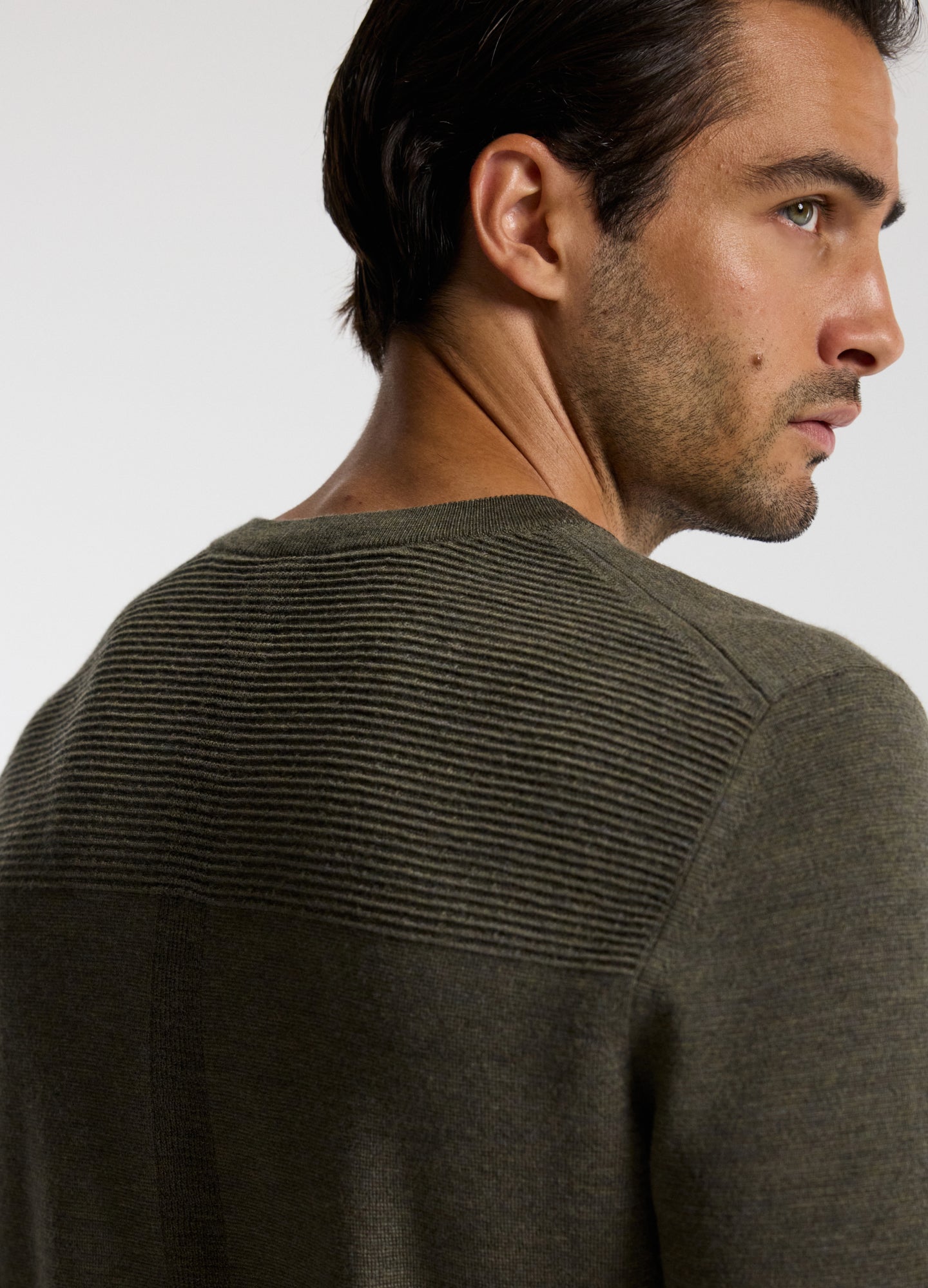 Merino Wool Crew Neck Sweater Khaki