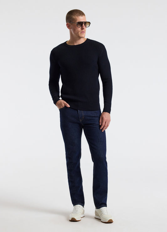 Slim Merino Wool Rib Sweater Navy