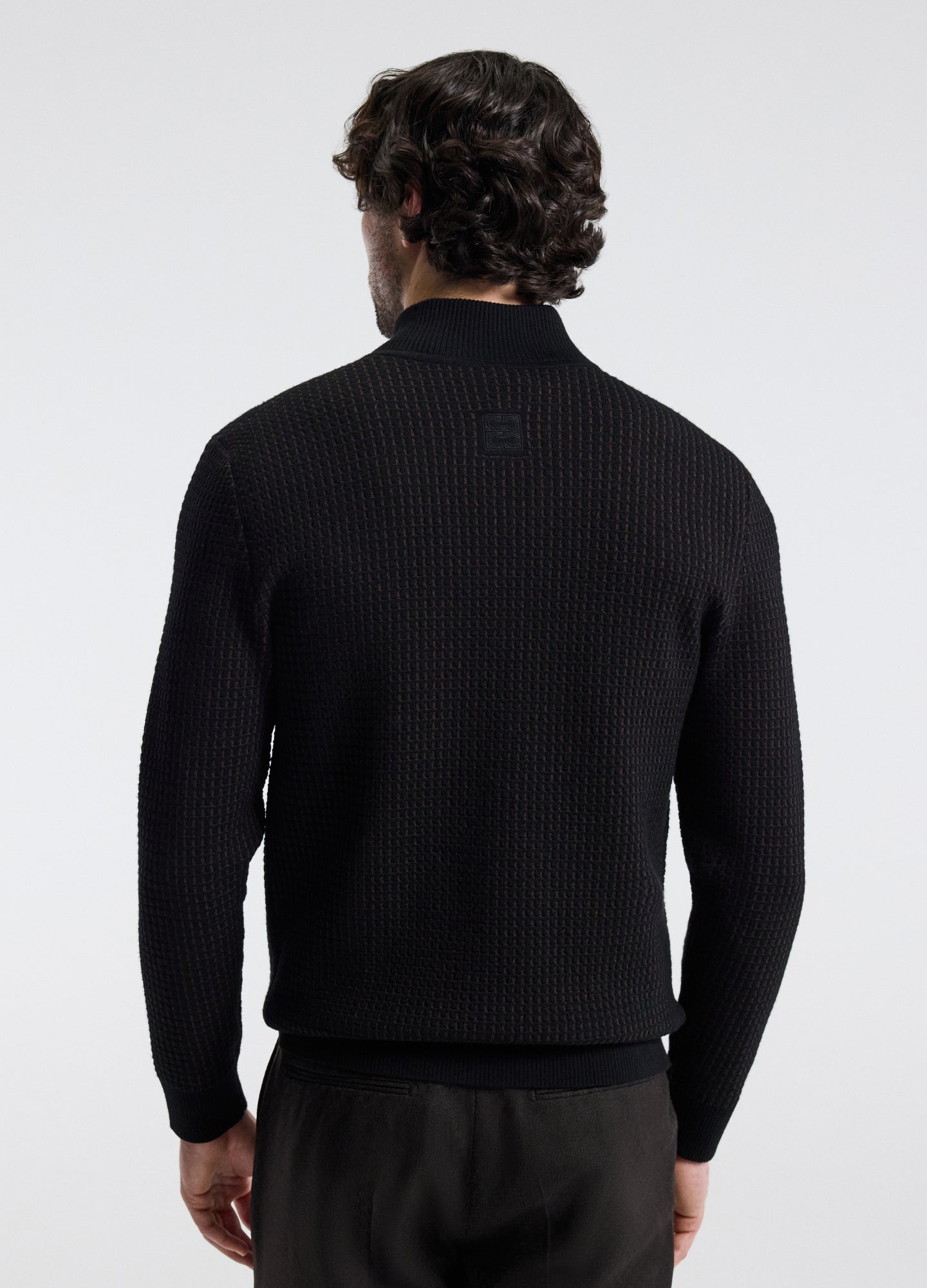 Geometric Jacquard Cardigan Chocolate