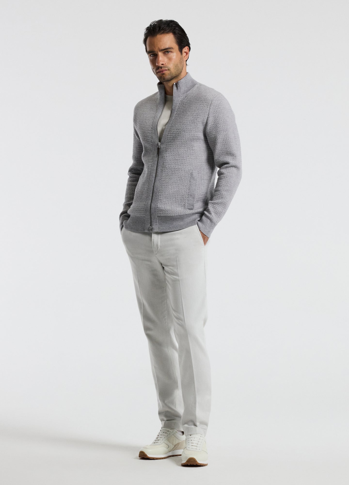 Geometric Jacquard Cardigan Grey