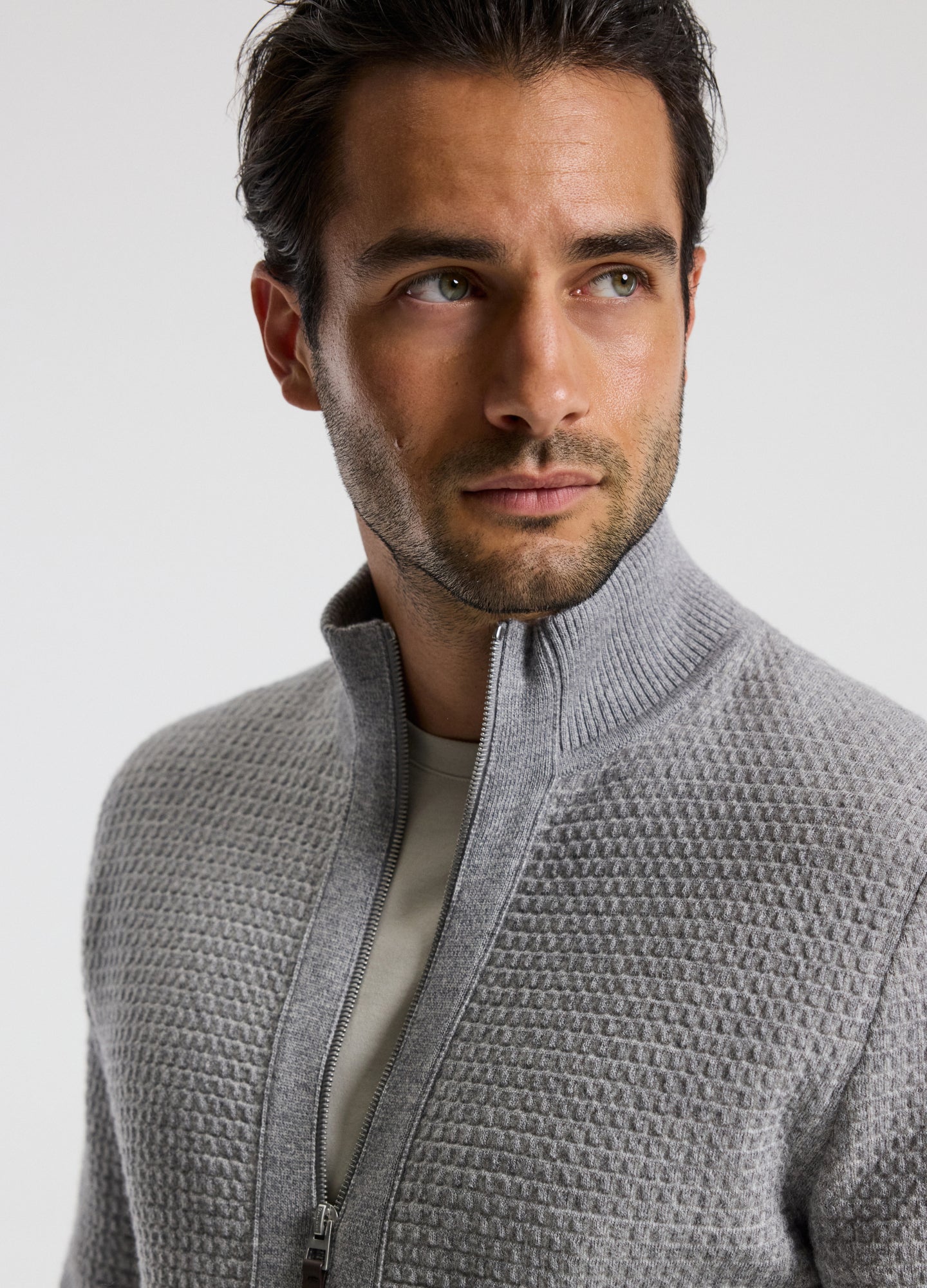 Geometric Jacquard Cardigan Grey