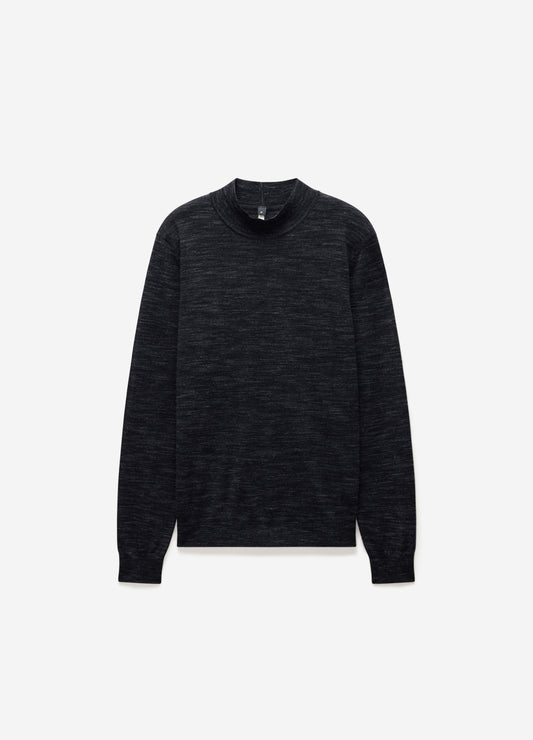 Mock Neck Merino Wool Sweater Charcoal