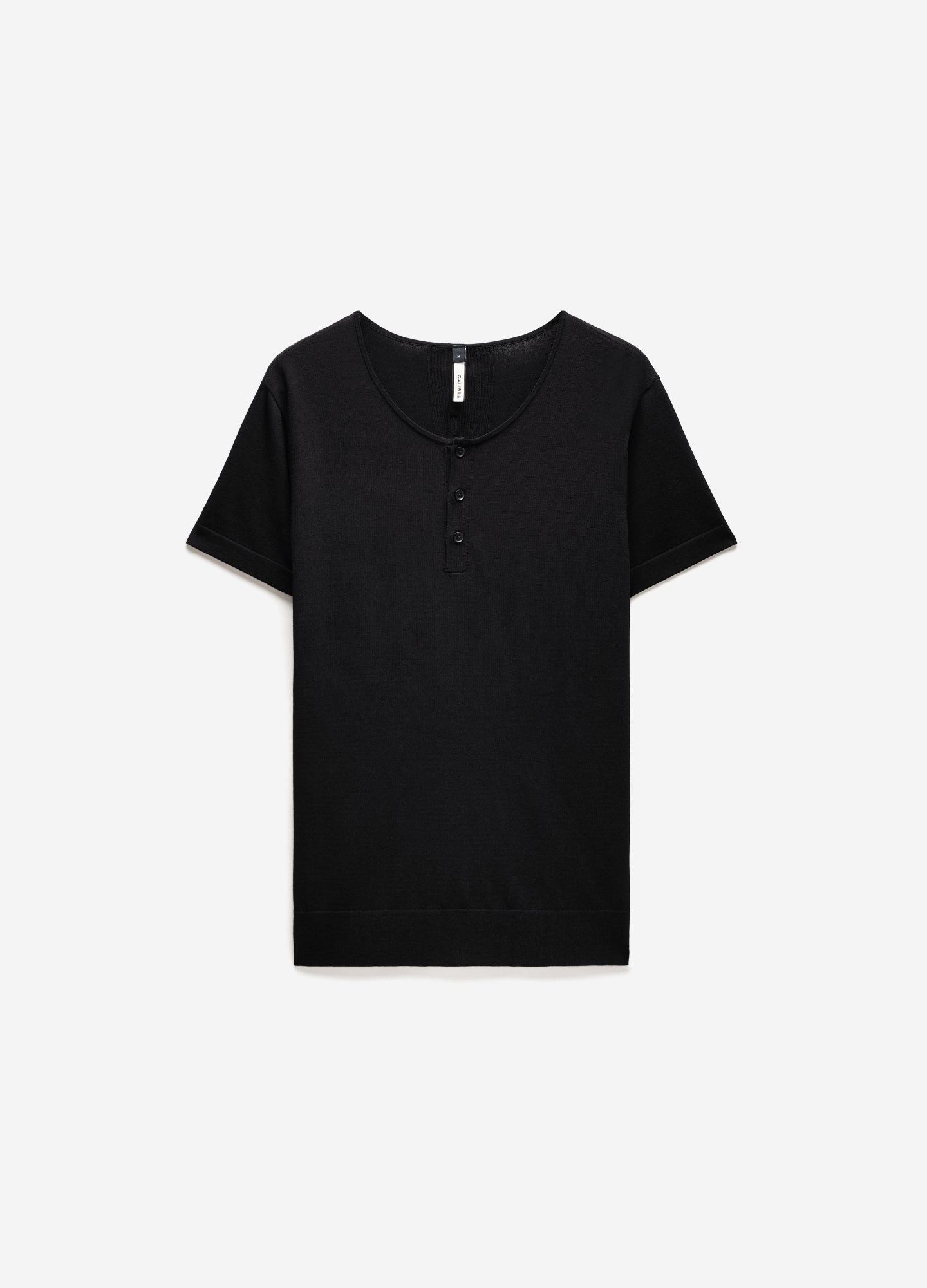 Technical Knit Henley T-Shirt Black