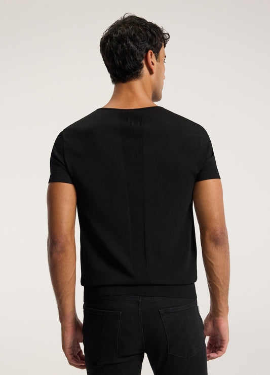 Short Sleeve Tech Henley Black