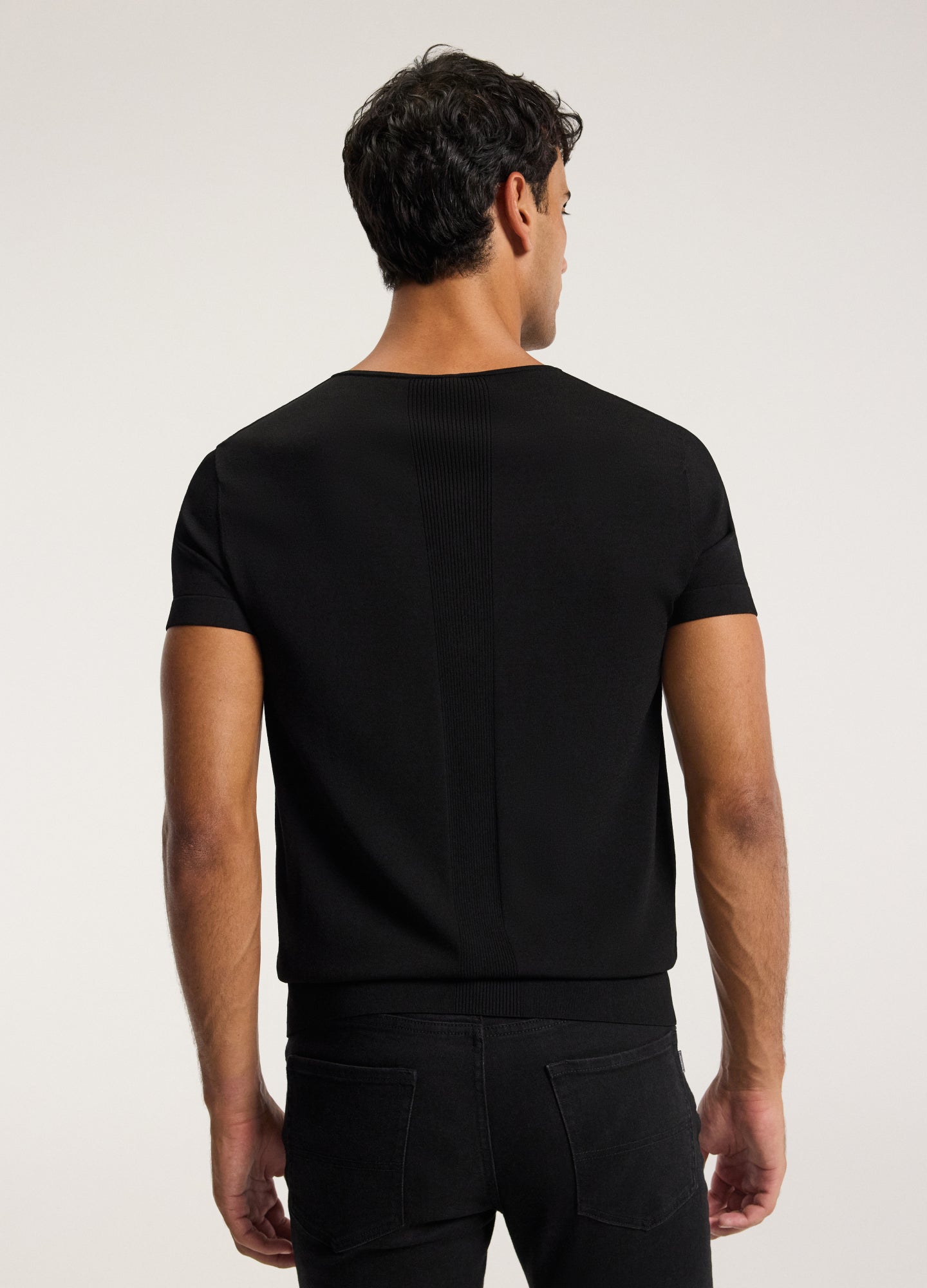 Technical Knit Henley T-Shirt Black