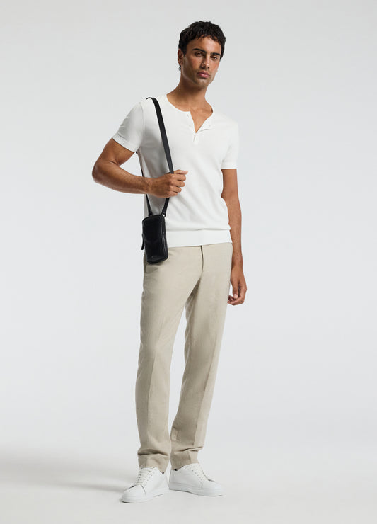 Short Sleeve Tech Henley Ivory