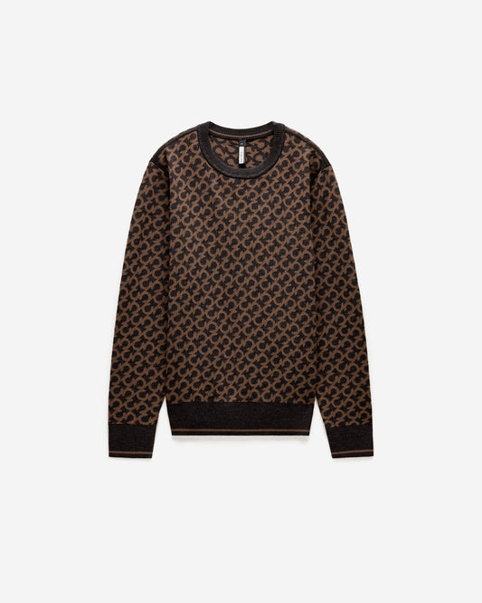 Monogram Jacquard Merino Wool Sweater Camel