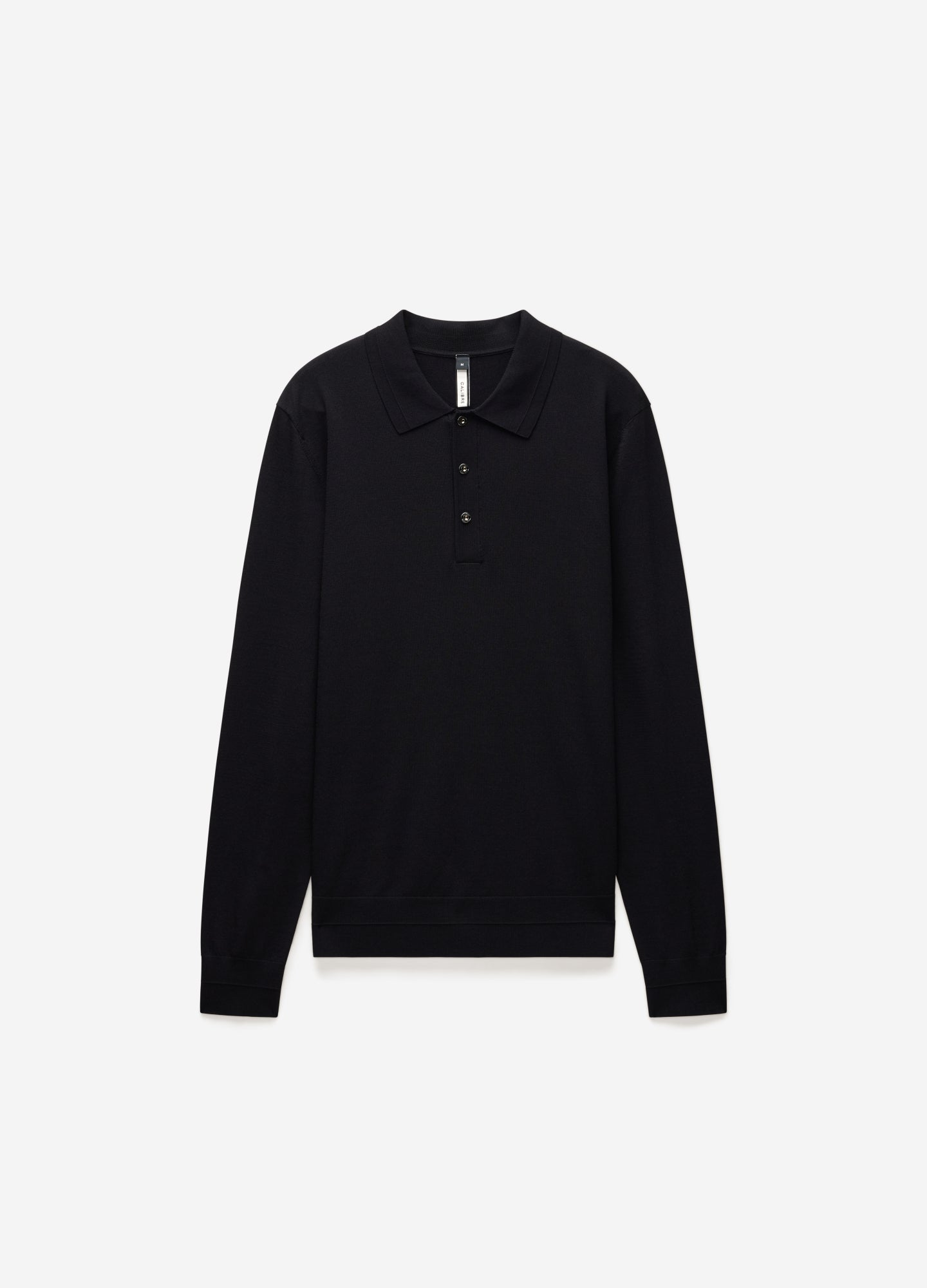 Long Sleeve Tech Knit Polo Black