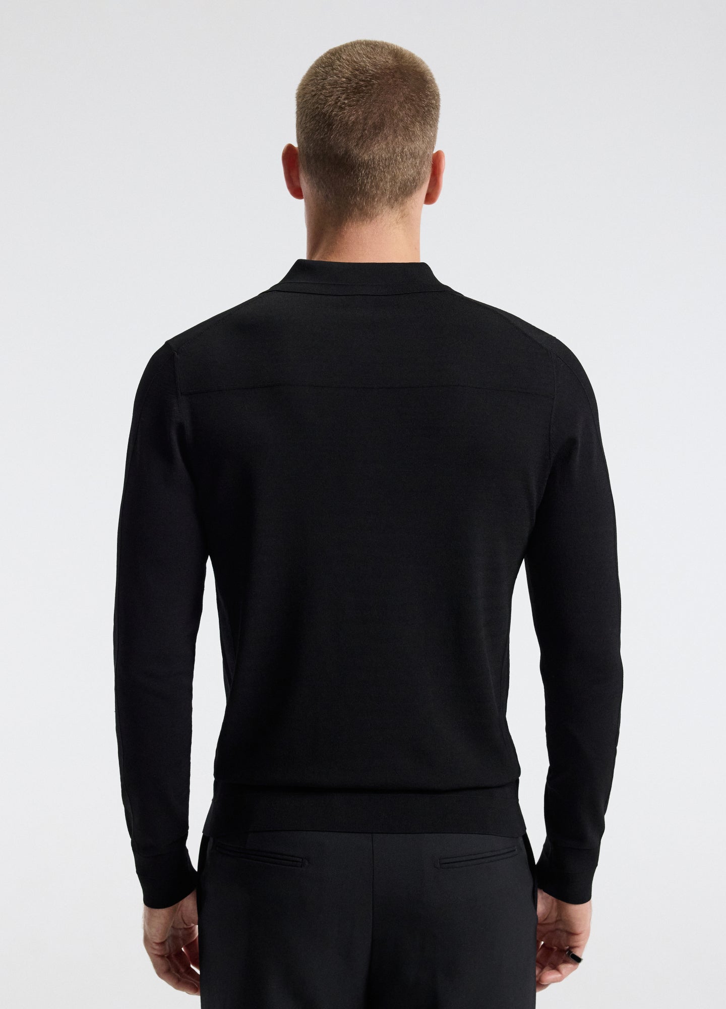 Long Sleeve Tech Knit Polo Black