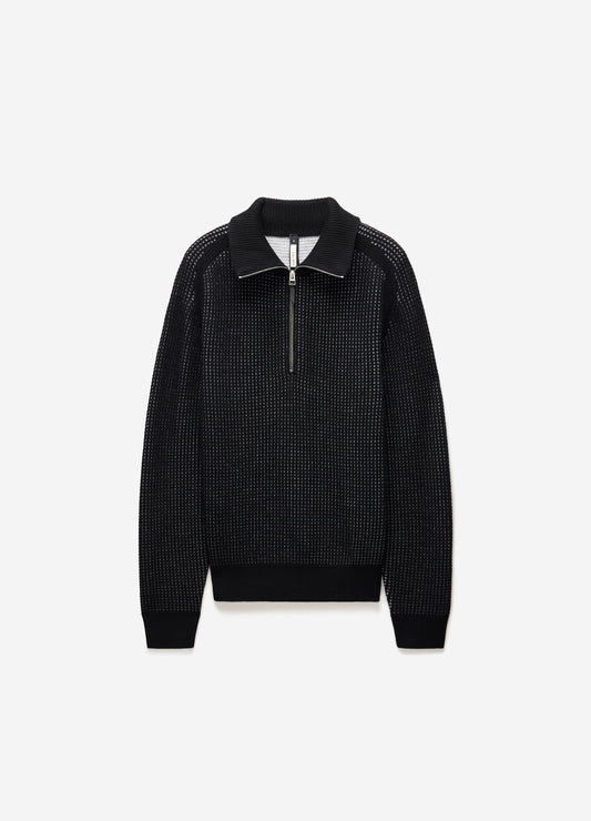 Quarter Zip Merino Wool Sweater Black