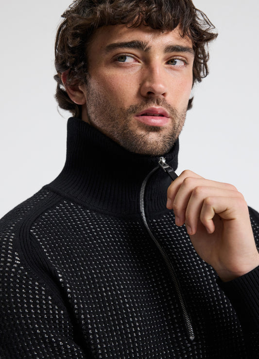 Quarter Zip Merino Wool Sweater Black