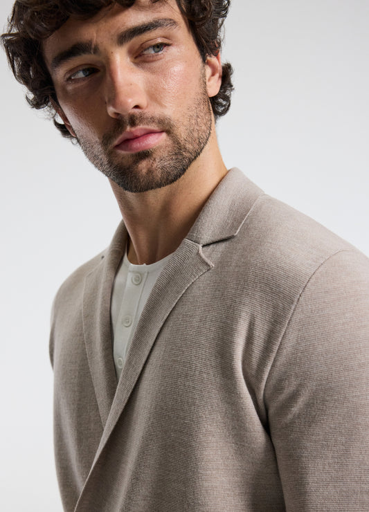 Double-Breasted Merino Wool Cardigan Neutral