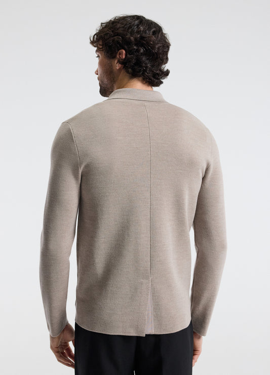 Double-Breasted Merino Wool Cardigan Neutral