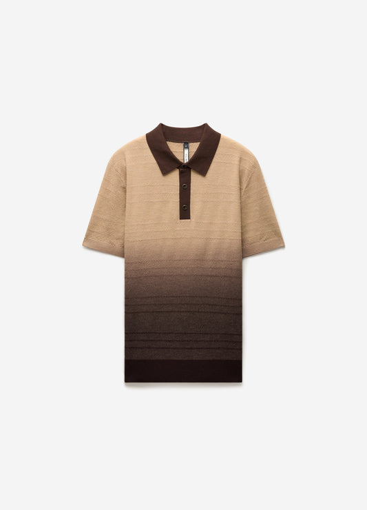 Ombre Merino Wool Polo Neutral