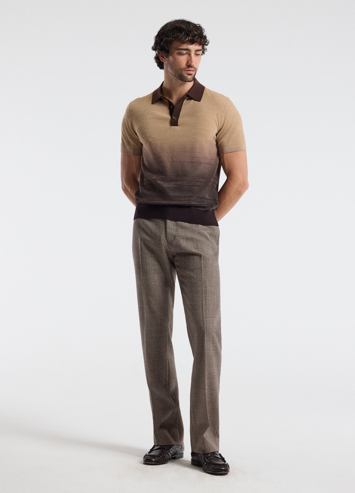 Ombre Merino Wool Polo Neutral