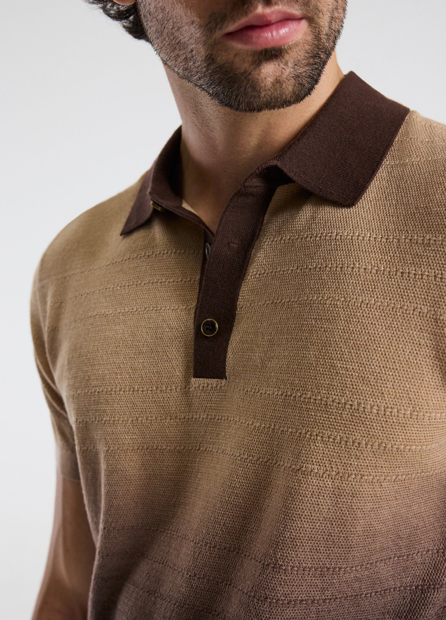 Ombre Merino Wool Polo Neutral