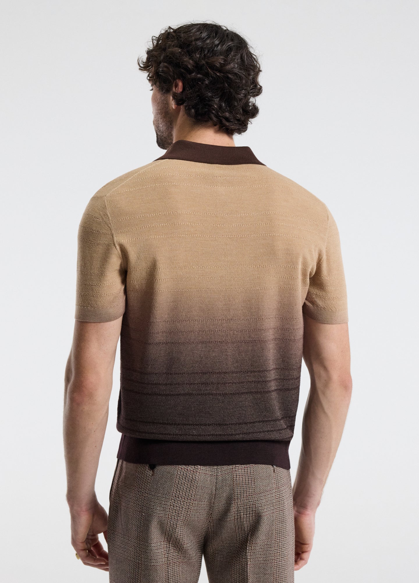 Ombre Merino Wool Polo Neutral
