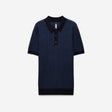 Textured Jacquard Merino Polo Navy
