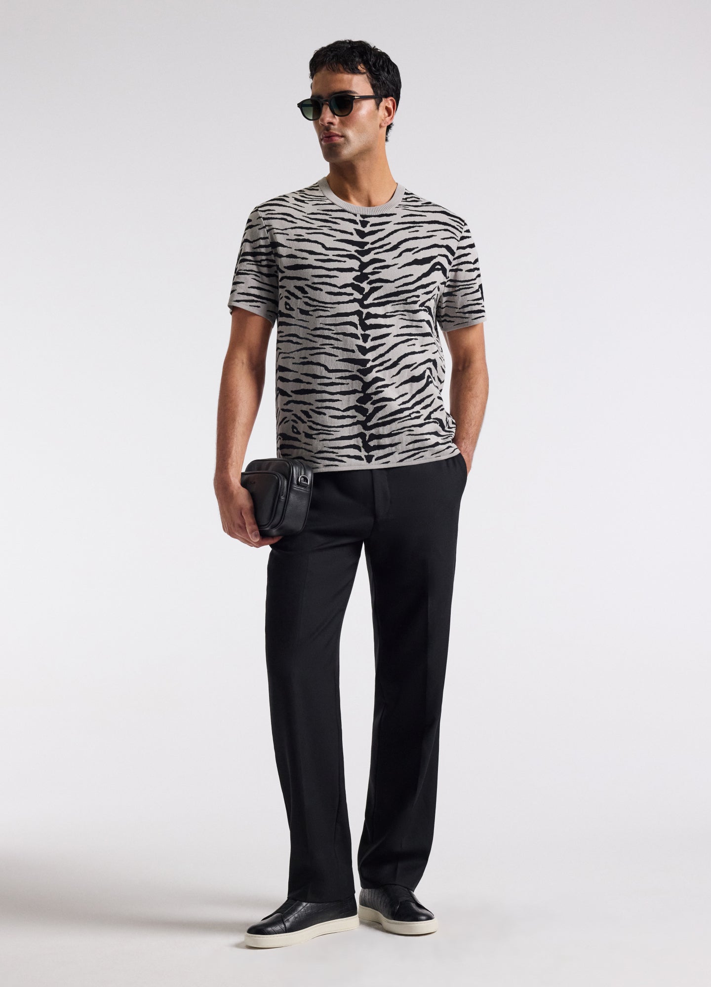 Relaxed Zebra Jacquard T-shirt Zinc