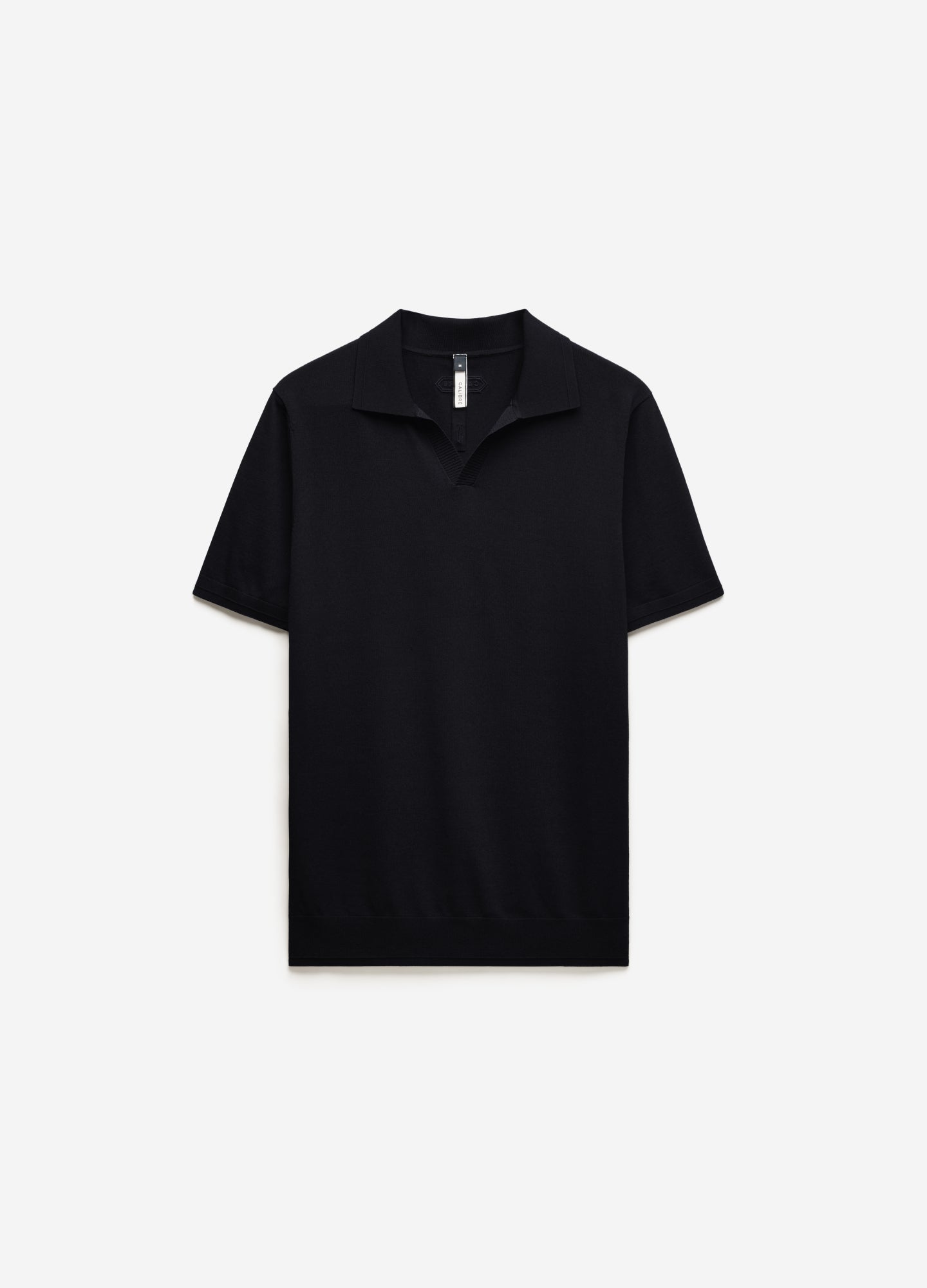 Technical Knit Rib Collar Polo Black