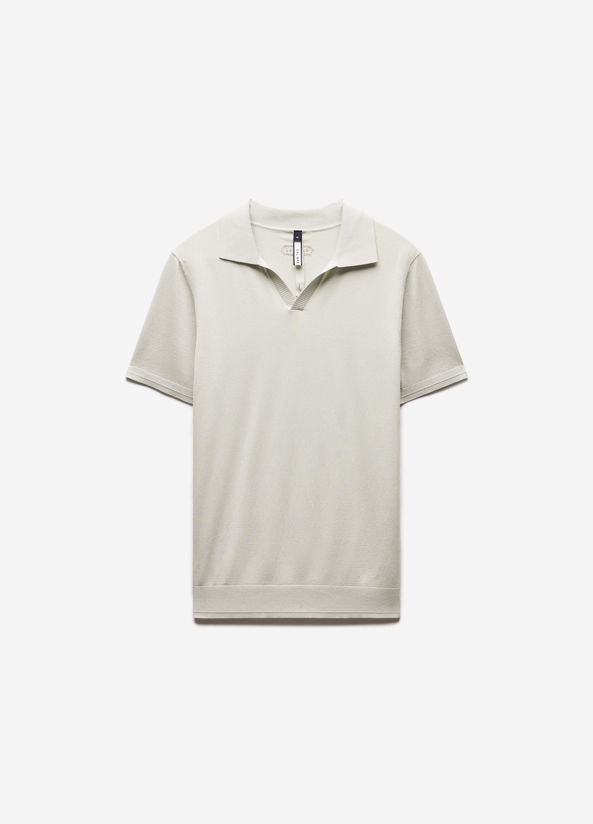Technical Knit Rib Collar Polo Silver
