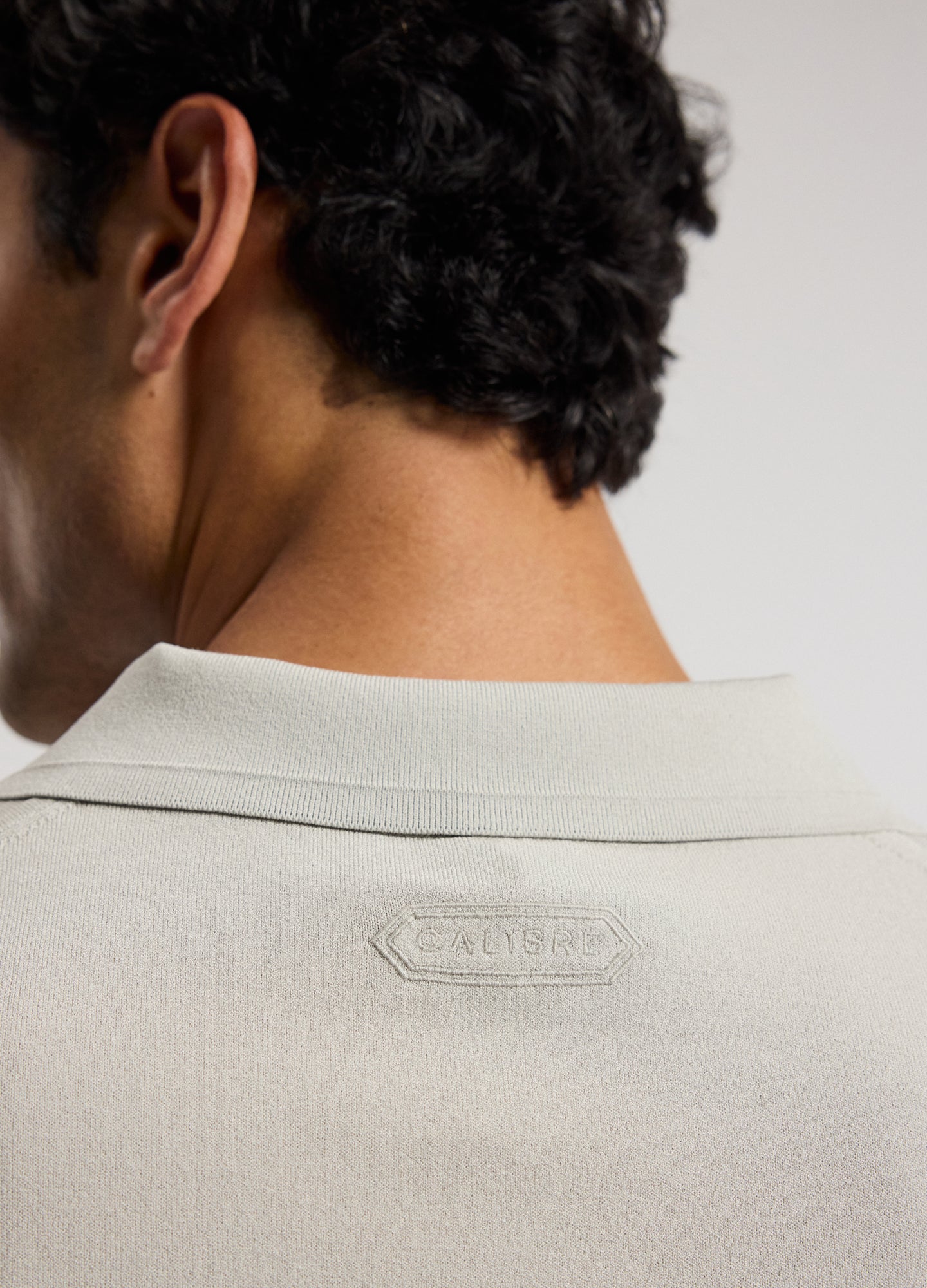 Technical Knit Rib Collar Polo Silver