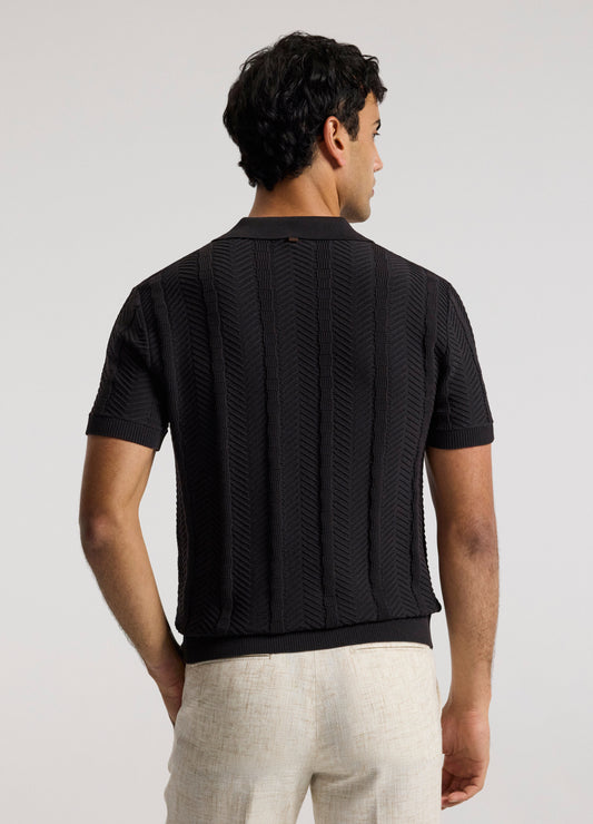 Arrow Jacquard Knit Polo Chocolate