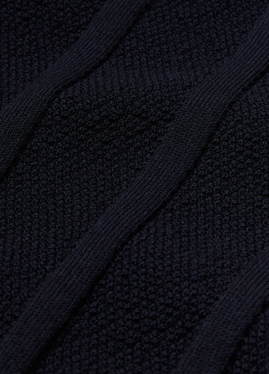 Contrast Trim Stripe Polo Navy