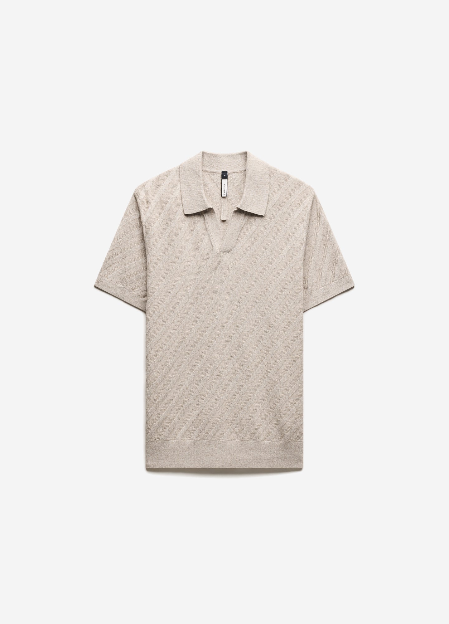 Linen Blend Open Neck Polo Sand