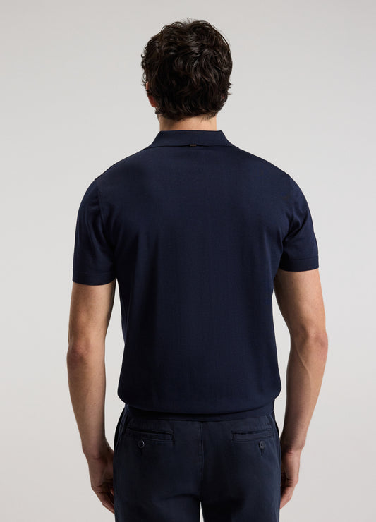 Tech Knit Button Polo Navy Light