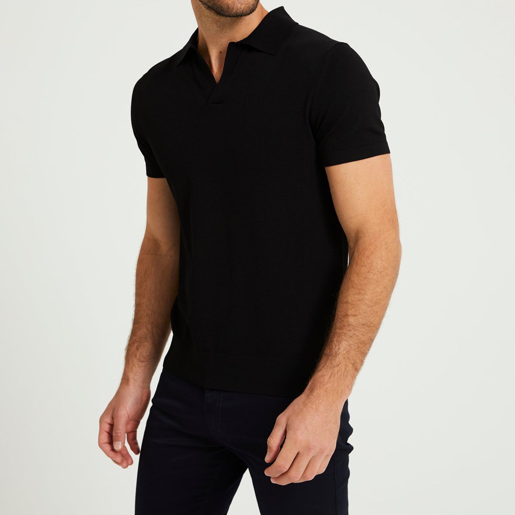 Tech Knitted Polo Black