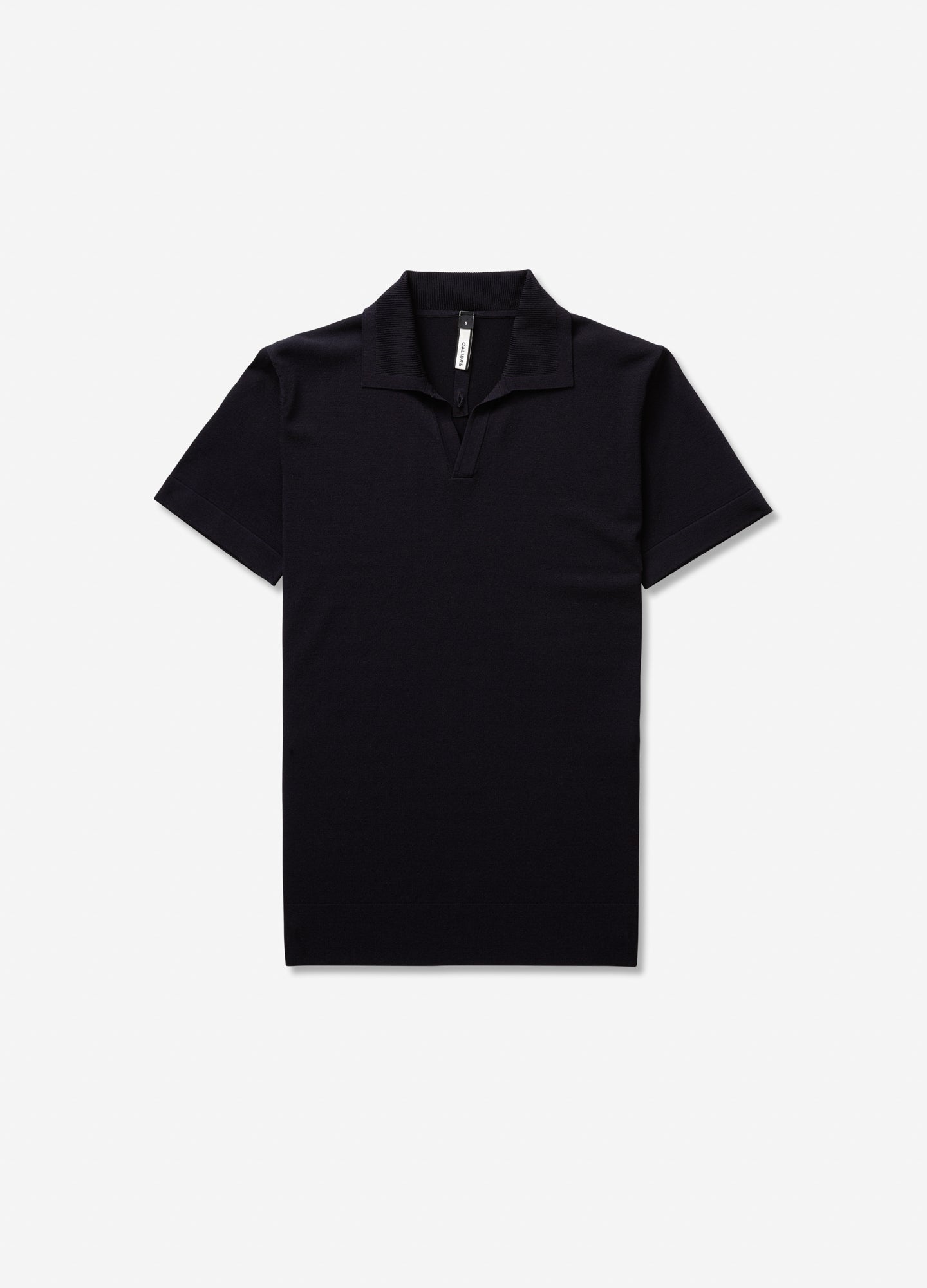 Rib Collar Tech Knit Polo Navy Dark