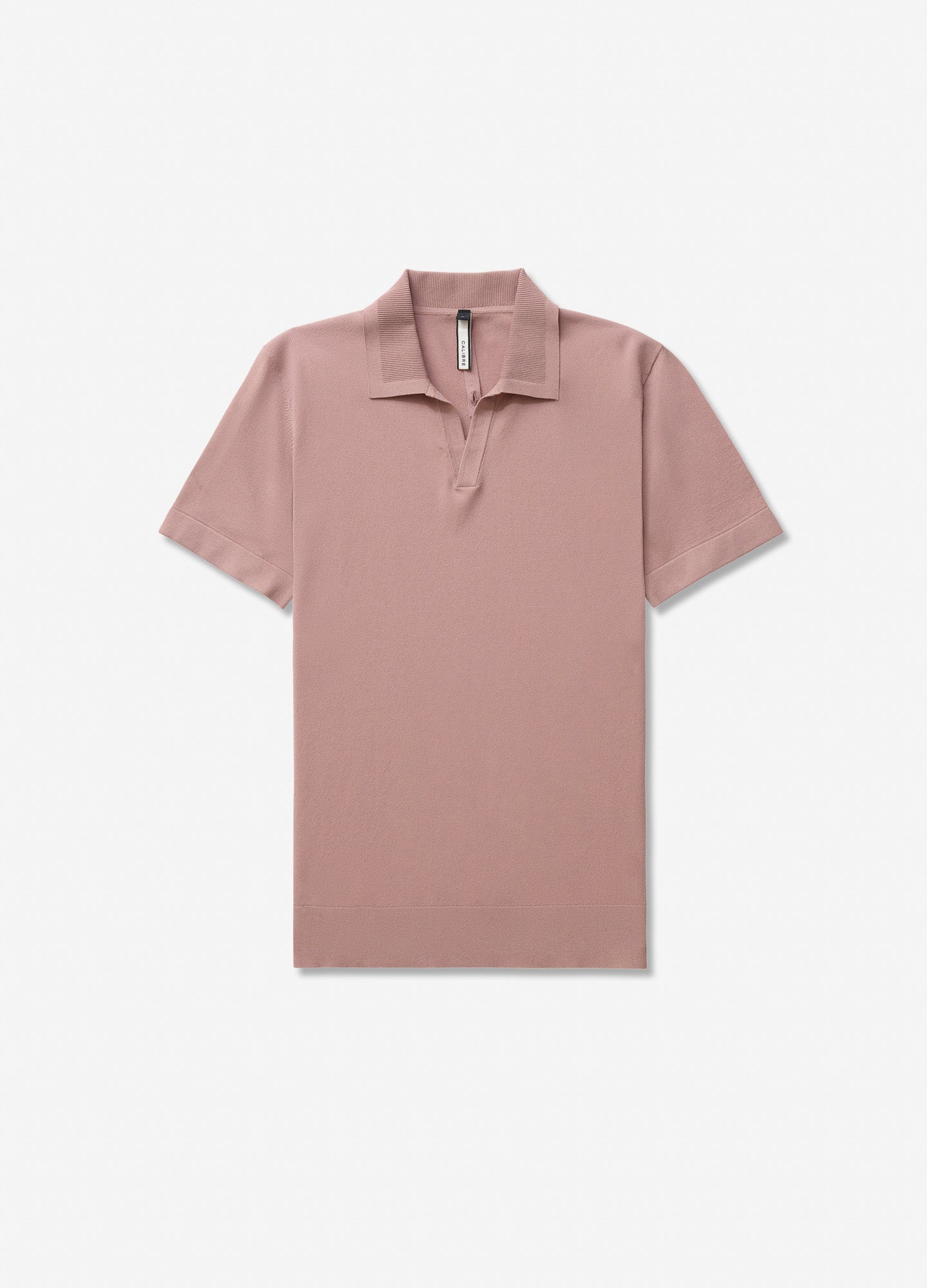 Rib Collar Tech Knit Polo Dusty Pink