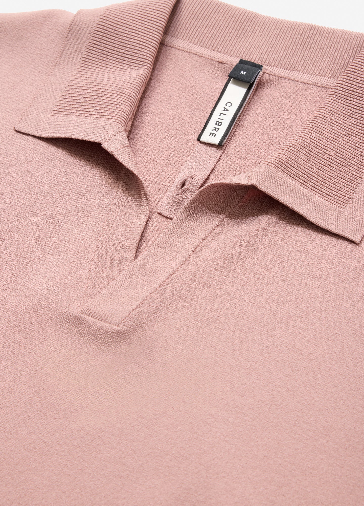 Rib Collar Tech Knit Polo Dusty Pink