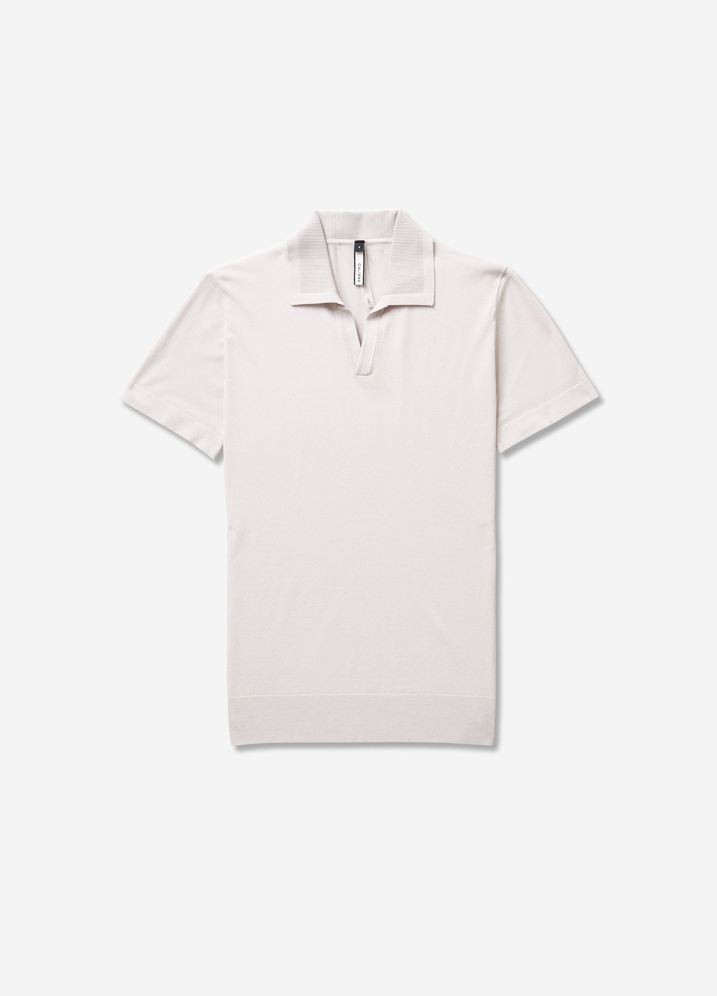 Rib Collar Tech Knit Polo Silver