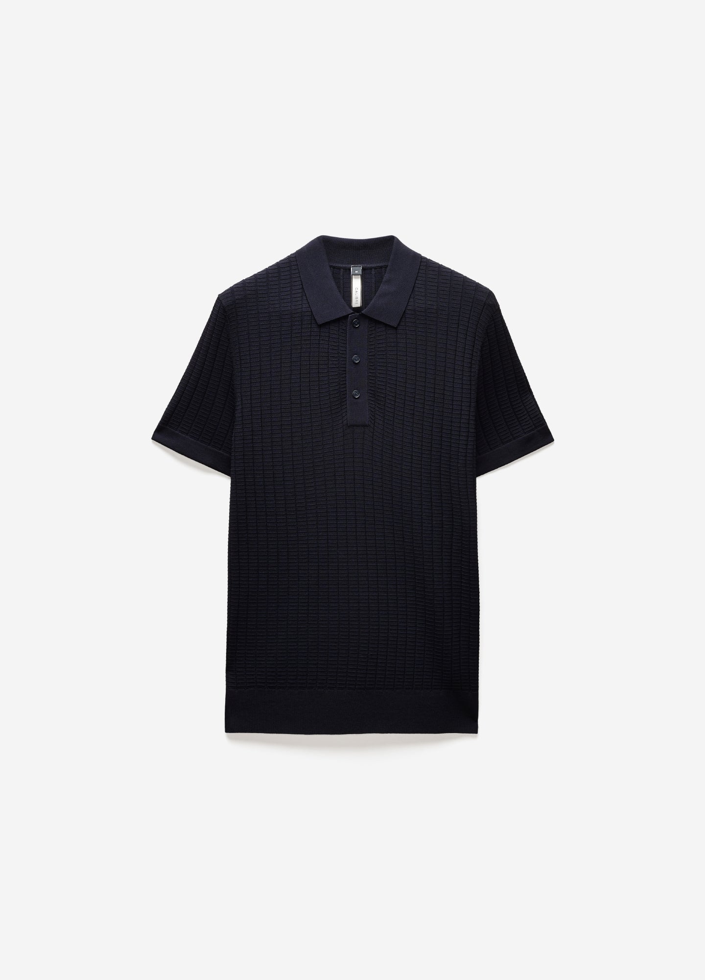 Textured Rib Tech Knit Polo Navy